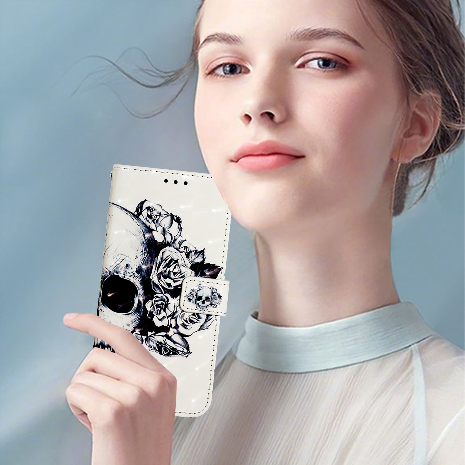 For Samsung Galaxy A16 5G / A16 4G Leather Case YB Pattern Printing Leather Series-2 Pattern Printing Wallet Stand Cover - Skull For Samsung Galaxy A16 5G / A16 4G Leather Case YB Pattern Printing Leather Series-2 Pattern Printing Wallet Stand Cover - Skull